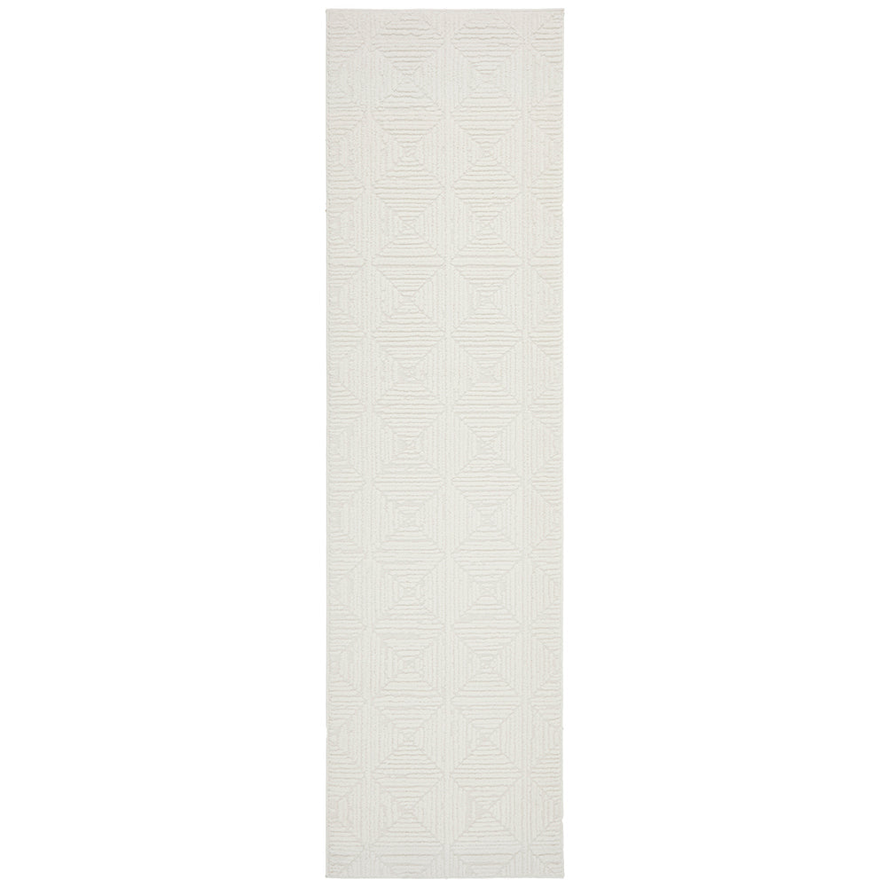 Porto 3428 White Patterned Modern Runner Rug - Rugs Of Beauty - 1