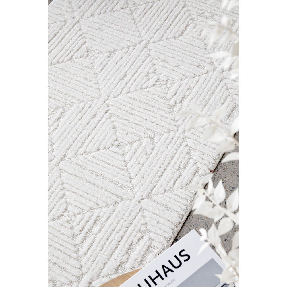 Porto 3428 White Patterned Modern Runner Rug - Rugs Of Beauty - 3