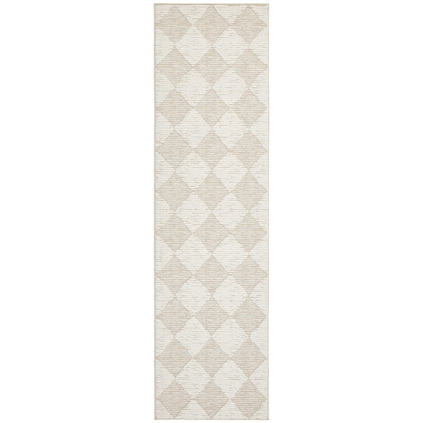 Porto 3429 Natural Patterned Modern Runner Rug - Rugs Of Beauty - 1