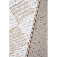 Close-up of textured rug and concrete floor surface