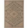 Beige rug with black geometric pattern