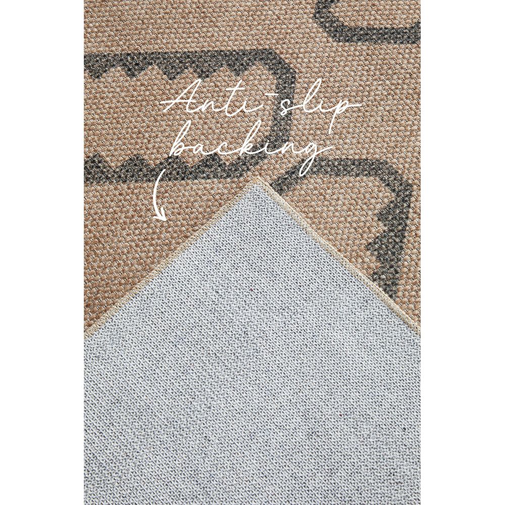 Textile machine washable geometric patterned rug with anti-slip backing