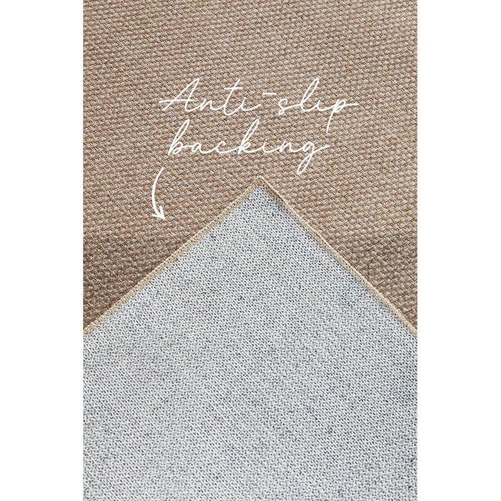 Textured brown patterned modern machine washable rug with anti-slip backing