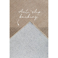 Textured brown patterned modern machine washable rug with anti-slip backing