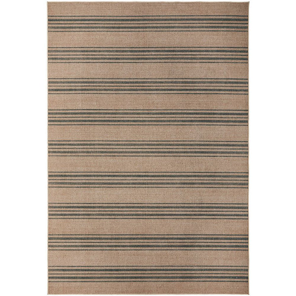 Stripe patterned machine washable neutral coloured rug