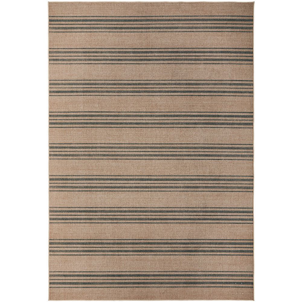 Stripe patterned machine washable neutral coloured rug