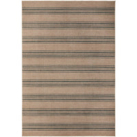 Stripe patterned machine washable neutral coloured rug