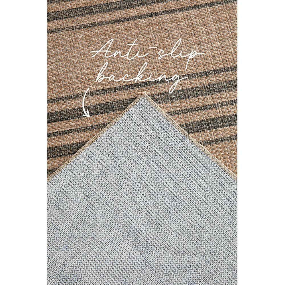 Textured rug with striped pattern and anti-slip backing