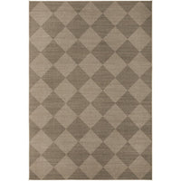 Checkered pattern rug with brown and beige squares on a white background