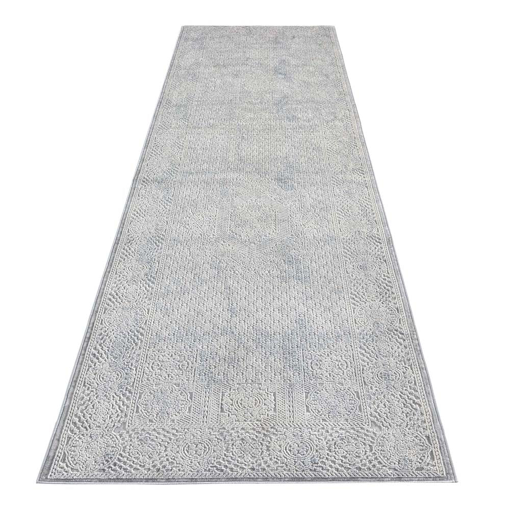 Grey multi-coloured abstract modern rug with subtle textured pattern and clean edges.