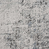 Grey multi-colored abstract modern rug with textured geometric pattern and subtle blue accents.