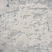 Grey and white abstract modern rug with textured, pixelated pattern.