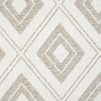Cream flatweave rug with beige geometric diamond pattern and textured weave.