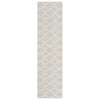 Cream flatweave runner rug with beige geometric diamond pattern and minimalist design.