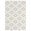 Cream flatweave rug with beige diamond geometric pattern, modern minimalist design.