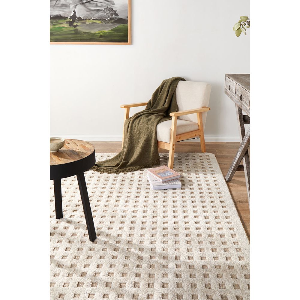 Miriam 1863 Cream Beige Modern Patterned Rug - Rugs Of Beauty - 2