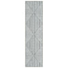 Black and white geometric patterned traditional runner rug with diamond shapes and striped details.