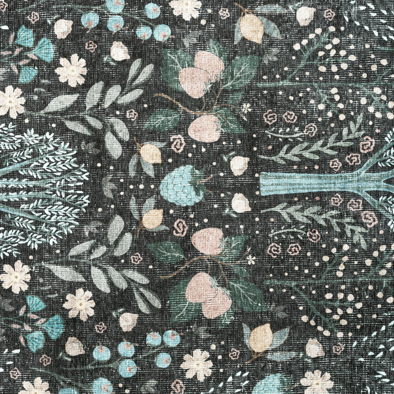 Grey runner rug with intricate multi-coloured floral motifs and traditional patterns.