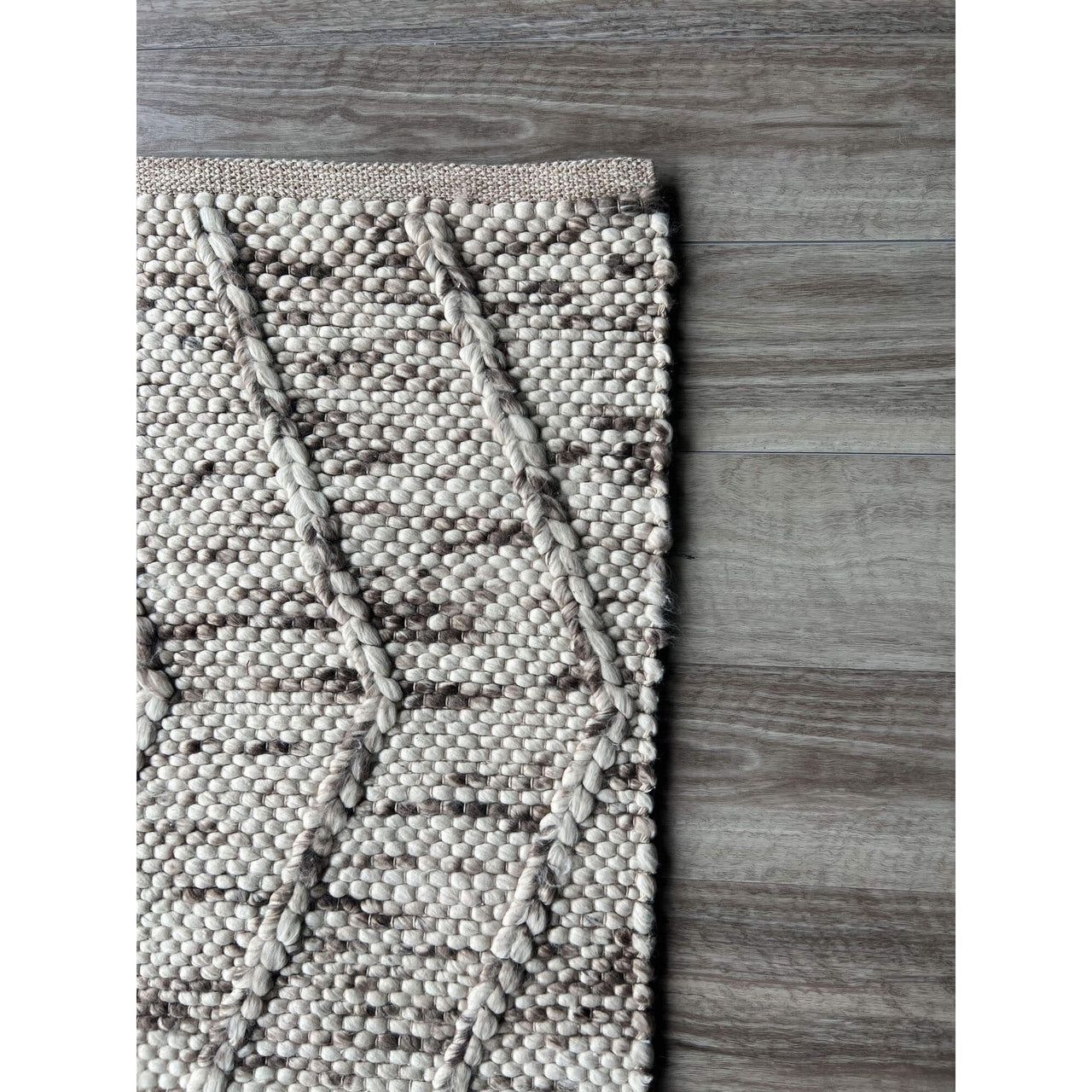Umea Zig Zag Natural Wool Polyester Runner Rug - Rugs Of Beauty - 2