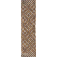 Manchester 3451 Brown Cross Patterned Wool Runner Rug - Rugs Of Beauty - 1