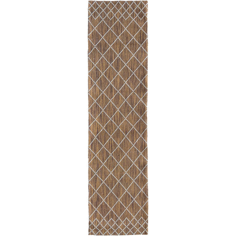 Manchester 3451 Brown Cross Patterned Wool Runner Rug - Rugs Of Beauty - 1