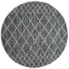 Manchester 3451 Dark Grey Cross Patterned Round Wool Rug - Rugs Of Beauty - 1