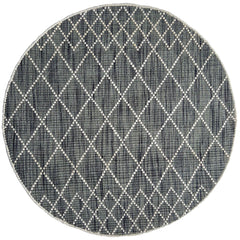 Manchester 3451 Dark Grey Cross Patterned Round Wool Rug - Rugs Of Beauty - 1