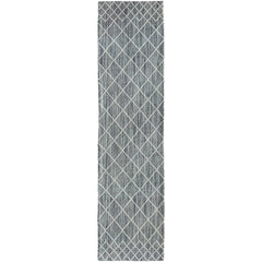 Manchester 3451 Dark Grey Cross Patterned Wool Runner Rug - Rugs Of Beauty - 1