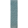 Manchester 3451 Teal Cross Patterned Wool Runner Rug - Rugs Of Beauty - 1