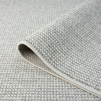 Silver grey flatweave runner rug with tight woven texture and clean edge binding.