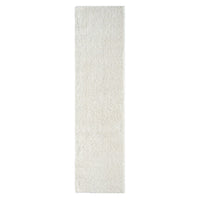 Cream-colored modern shaggy runner rug with soft, thick polyester pile.