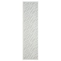 Ivory runner rug with textured geometric wave pattern and subtle tonal accents.