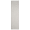 Beige flatweave runner rug with subtle textured pattern and minimalist modern design.