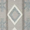 Grey and beige runner rug with textured geometric diamond pattern and subtle fringe edges.