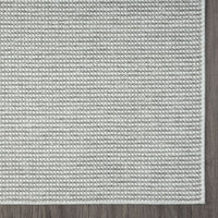 Silver grey flatweave rug with subtle textured stripes and clean edge finish.