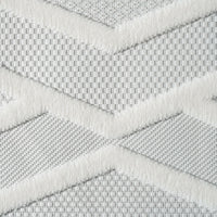 Grey and white modern rug with textured geometric diamond patterns and woven polypropylene pile.