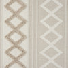 Beige and cream runner rug with textured geometric diamond patterns and fringed edges.