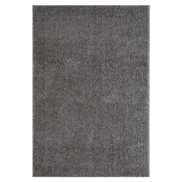 Grey and silver modern shaggy rug with a soft, plush polyester pile.