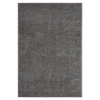 Grey and silver modern shaggy rug with a soft, plush polyester pile.