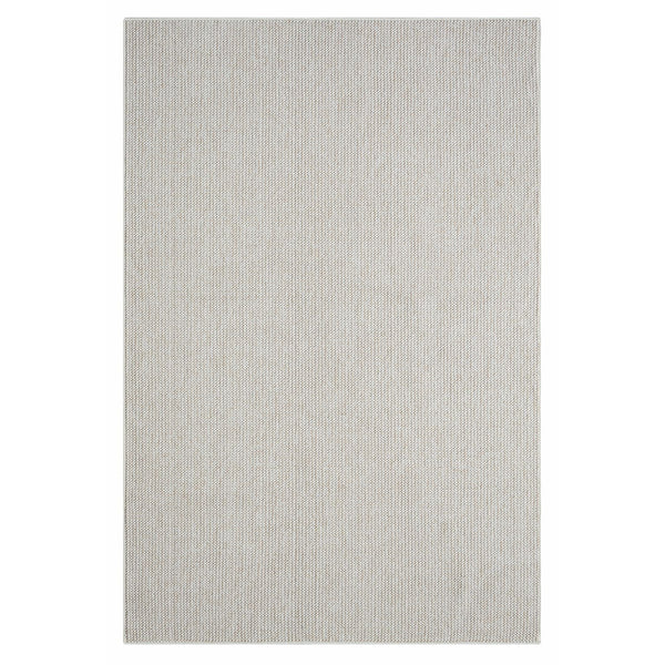Beige flatweave rug with subtle woven texture and minimalist modern design.