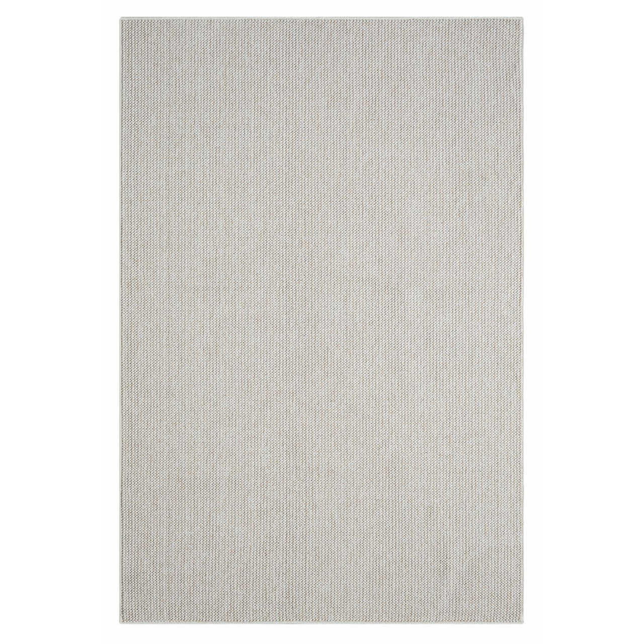 Beige flatweave rug with subtle woven texture and minimalist modern design.