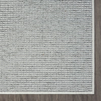 Grey flatweave runner rug with subtle geometric texture and clean stitched edges.
