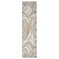 Marble-patterned rug with beige, gray, and white colors on a white background