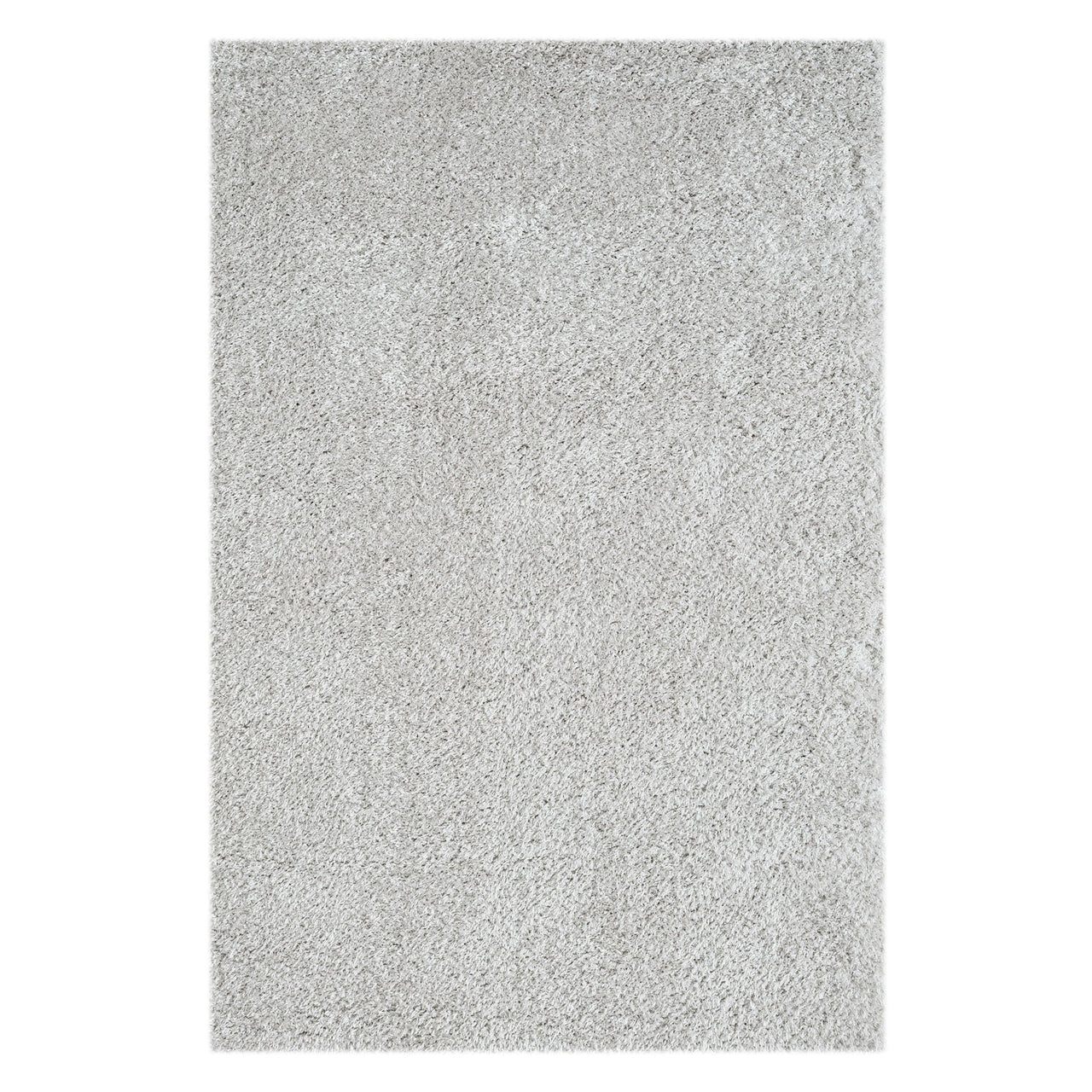 Light grey modern shaggy rug with soft, plush polyester pile and subtle texture.