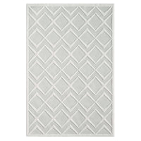 White modern rug with raised geometric diamond pattern and textured pile.