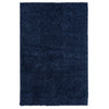 Navy blue modern shaggy rug with dense, plush polyester fibers.