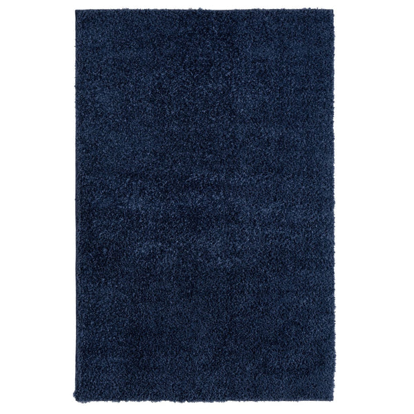 Navy blue modern shaggy rug with dense, plush polyester fibers.
