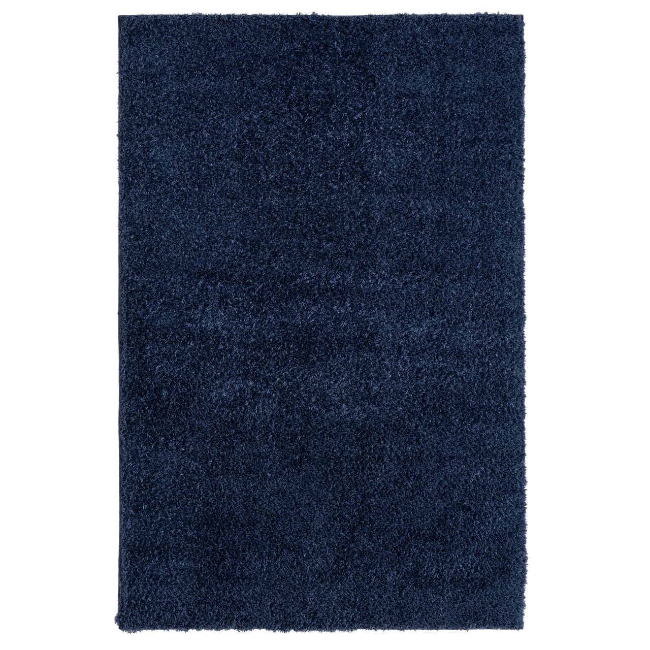 Navy blue modern shaggy rug with dense, plush polyester fibers.