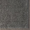 Grey and silver modern shaggy runner rug with thick plush polyester fibers and a soft texture.
