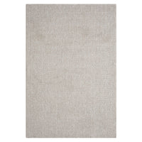 Taupe flatweave rug with subtle textured geometric pattern in minimalist modern style.